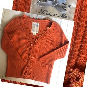 ANTHROPOLOGIE pumpkin lace cable cardigan